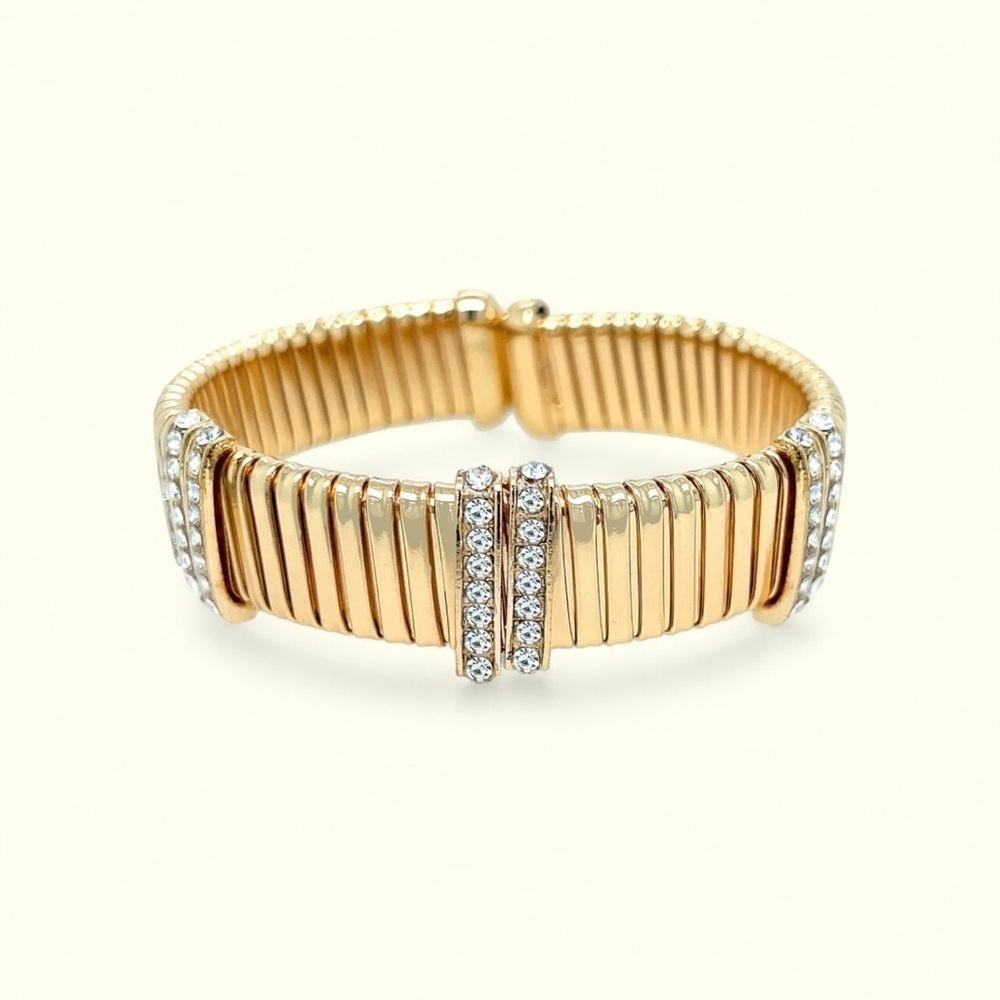 New in Pouch Jennifer Miller Gold Flex Pave Bracelet